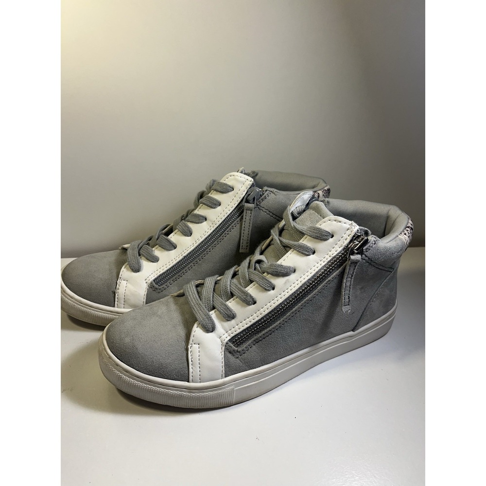 High Top  Suede Side Zip Lace up Women's 8 Gray Color Sneakers. Universal Thread